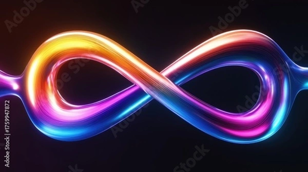 Obraz Dynamic infinity symbol design abstract art digital graphics vibrant color palette eye-level view modern concept