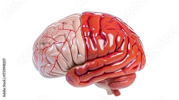 Obraz Exploring brain anatomy a detailed 3d model of human brain structure medical education scientific visualization clinical view