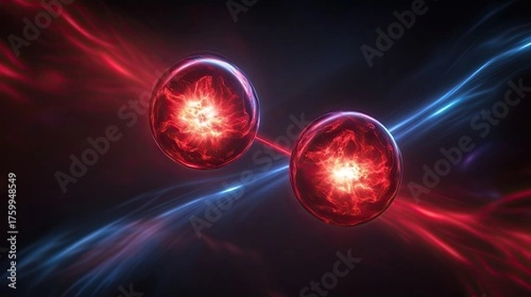 Obraz Exploring quantum entanglement visualizing particles digital art abstract environment close-up view