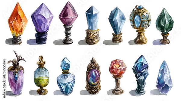 Fototapeta Colorful fantasy relics with magical designs