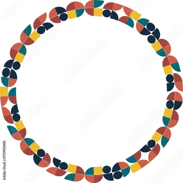 Fototapeta Colorful geometric frame. Vector doodle template for text. Baby shower template, element for design