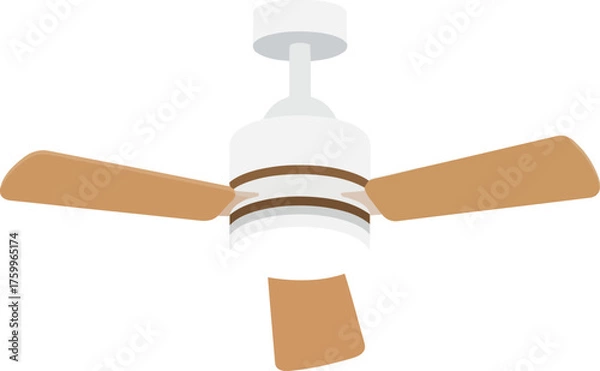 Fototapeta Modern ceiling fan with wood blades and led light for home and office vector