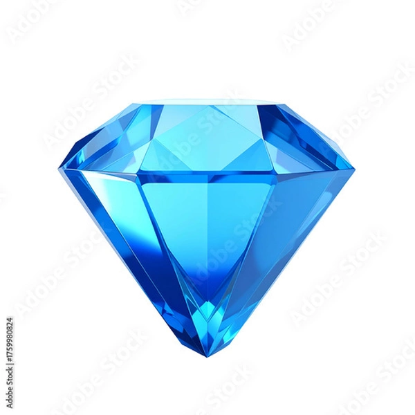 Fototapeta 3D rendered, light blue gemstone against black background, reflecting light