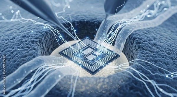 Fototapeta Microchip technology and data transfer concept