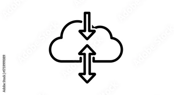 Fototapeta Conceptual Illustration Depicting Network Cloud Data Upload And Download Processes