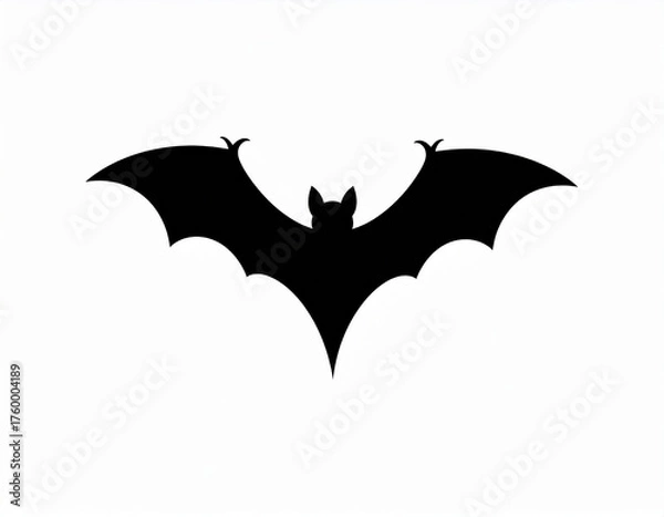 Fototapeta Simple flying bat silhouette illustration in clean vector style, perfect for Halloween backgrounds, decorations, and spooky design elements