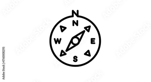 Fototapeta Minimalist Compass Illustration Indicating Navigational Directions On Black Background