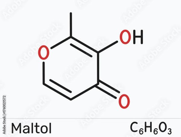 Fototapeta Maltol E636 molecule. Flavour enhancer and aroma compound. Vector illustration