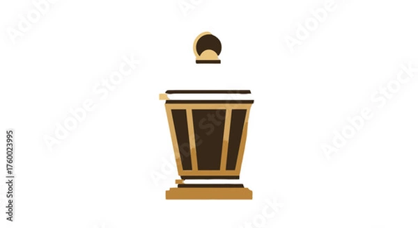 Obraz Minimalist Street Lamp Illustration Isolated on Black Background in Warm Hues Design