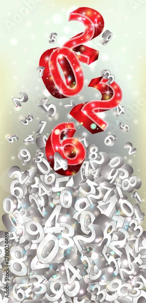 Fototapeta New 2026 year banner with 3d numbers, vector illustration