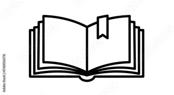 Fototapeta Open Book illustration With Bookmark Depicting Reading Education And Knowledge