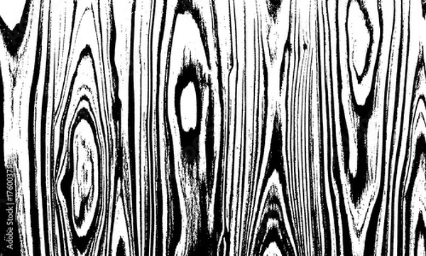 Obraz Grunge Background Black and white wood grain texture with prominent knots and vertical grain lines isolated on a transparent background