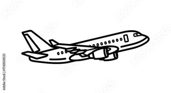 Fototapeta Outlined Airplane Silhouette Ascending Into The Darkness: A Graphic Illustration