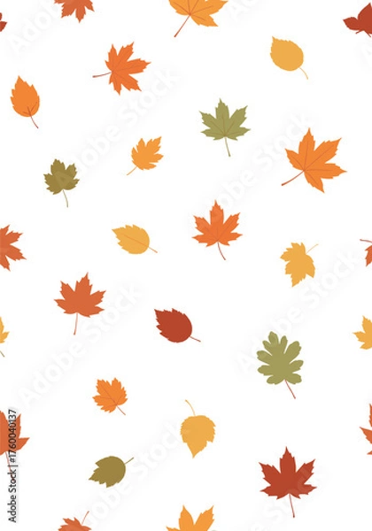 Fototapeta A delightful scattering of autumn leaves in various warm colors.