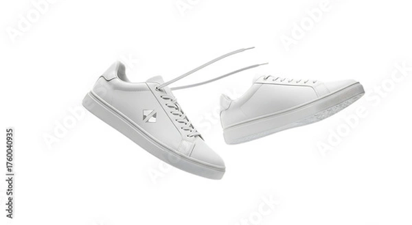 Fototapeta Pair of stylish white sneakers isolated on transparent background for everyday wear