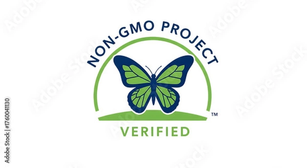 Fototapeta Nongmo project verified logo isolated on transparent background, a symbol of trust