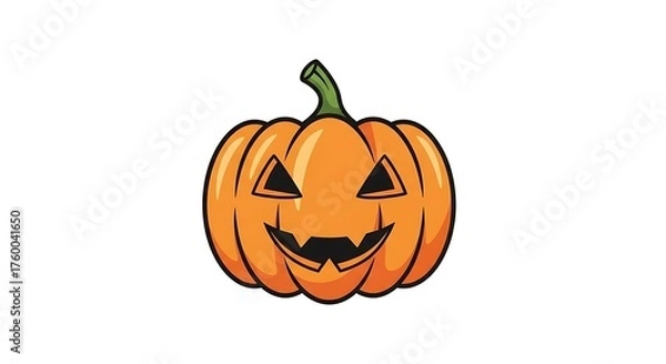 Obraz Isolated on white background, a cartoon illustration of a jackolantern with a big smile, perfect for halloween decorations and festive designs