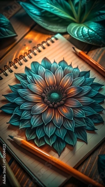 Fototapeta 
flower on a notebook sheet