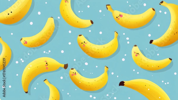 Obraz Cute banana fruit pattern for children’s wallpaper or fabric design.