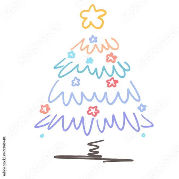 Obraz “Whimsical Christmas Trees – Minimal Holiday Doodles”