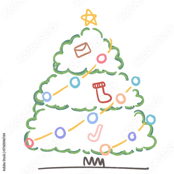Obraz “Whimsical Christmas Trees – Minimal Holiday Doodles”