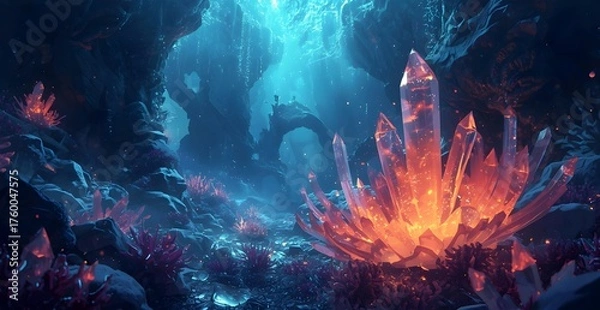 Fototapeta A cosmic fire of a supernova burns bright in the dark sky, a galaxy of dust and light with a fiery texture