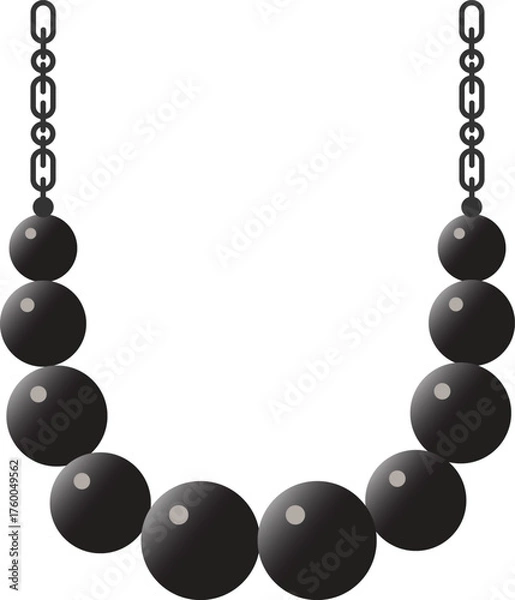 Obraz Elegant black pearl necklace with silver chain adds a touch of glamour to any outfit, perfect for jewelry designs and fashion illustrations