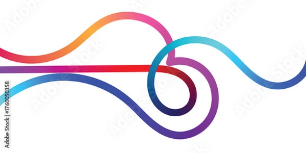 Fototapeta Vibrant Abstract Lines Intertwining on a Black Background. A dynamic image featuring interwoven, colorful lines in various shades of the rainbow against a solid black backdrop.