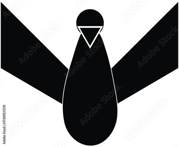 Fototapeta Minimalist black and white bird icon illustration representing freedom and flight, abstract animal logo design element for branding, nature, and creative artwork