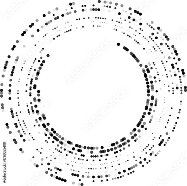 Obraz Balanced circular pattern integrating both line and dot elements distributed in radial symmetry.