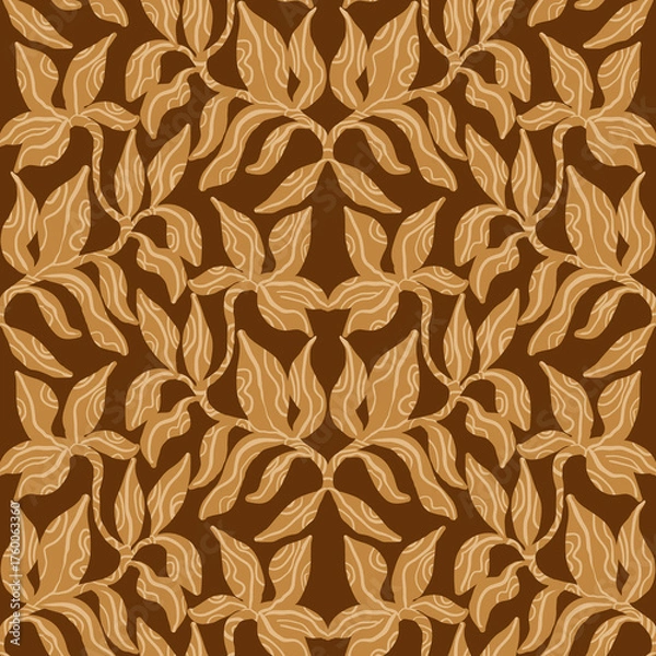 Fototapeta Seamless gold leaves autumn pattern