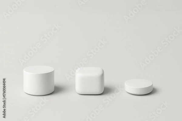 Fototapeta Futuristic smart devices with minimal geometric design on neutral background