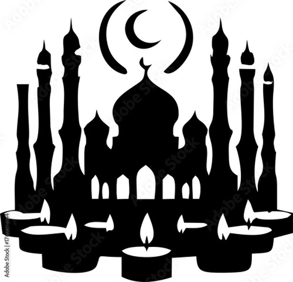 Obraz Beautiful Ramadan Light Candle Decoration with Glowing Lantern Ambience