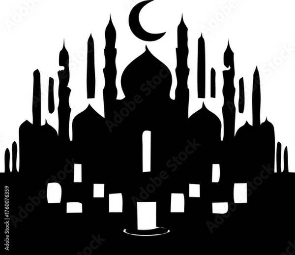 Obraz Beautiful Ramadan Light Candle Decoration with Glowing Lantern Ambience