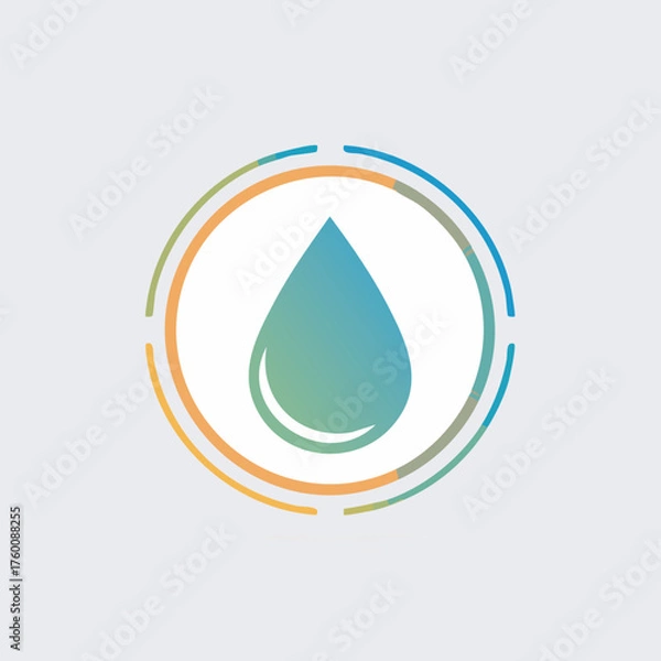 Fototapeta Gradient Blue Water Drop Inside Circular Design