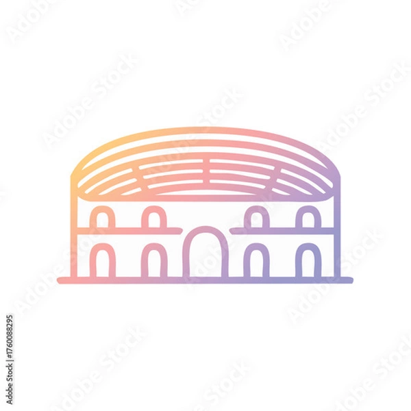 Fototapeta Colorful Stadium Icon with Arches and Gradient Roof