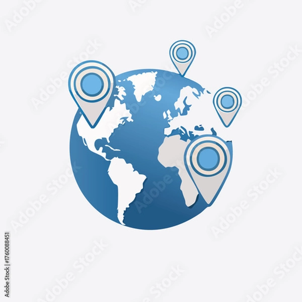 Obraz Globe with Location Markers Indicating Global Destinations