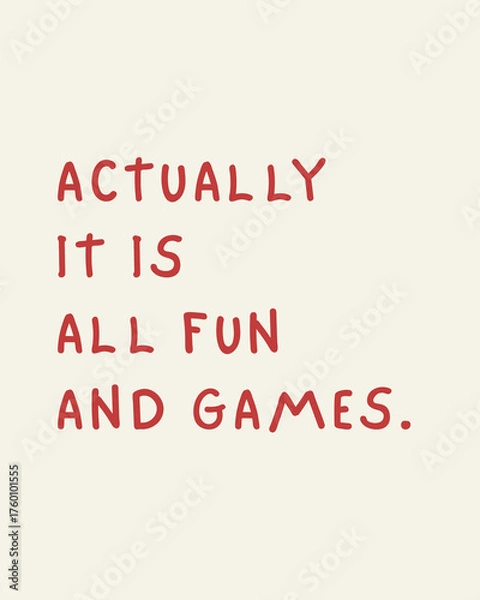 Obraz It is All Fun and Games Printable Wall Art, Retro Wall Art, Trendy Print, Red Poster, Dorm Decor, Typography Printable Art, Digital Download