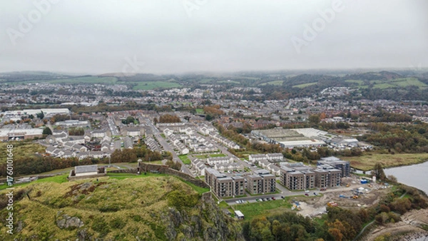 Fototapeta A panoramic view of the town of Dumbarton in Scotland