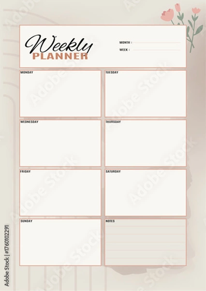 Obraz weekly planner vector, month and week