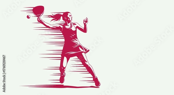 Fototapeta Dynamic Tennis Player Ready to Serve Action Illustration in Motion