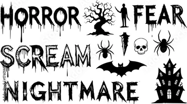 Obraz Sketch Horror typography shapes silhouettes isolated