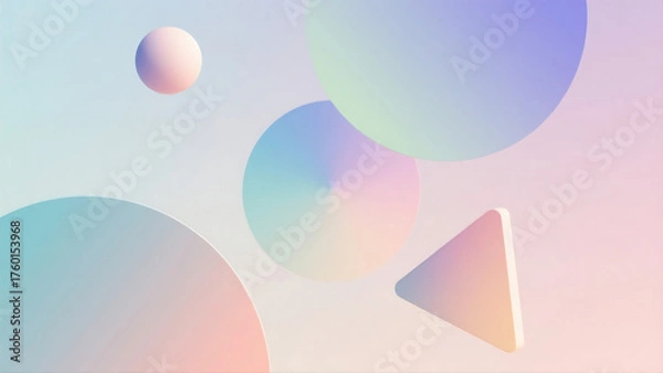 Obraz Abstract Pastel Geometry with Floating 3D Shapes