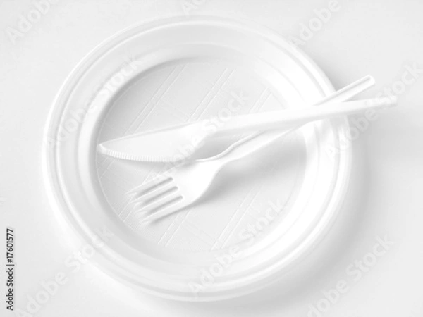 Obraz białe jednorazowe naczynia