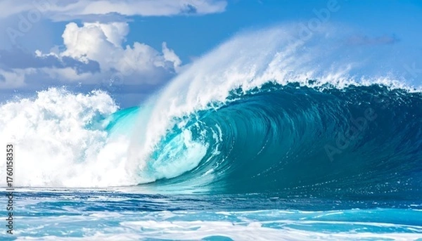 Obraz Spectacular breaking ocean wave with foamy crest under a sunny sky