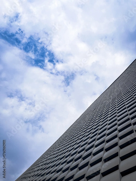 Obraz Abstract Modern Architecture Facade with Cloudy Sky Perspective