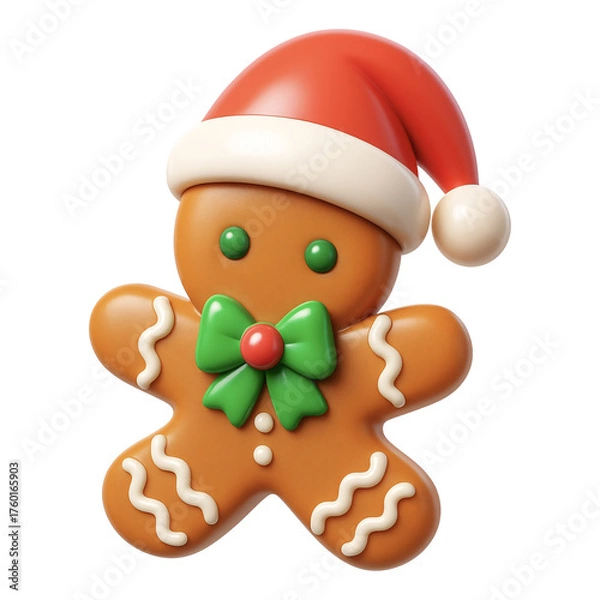 Obraz Gingerbread Man With Santa Hat