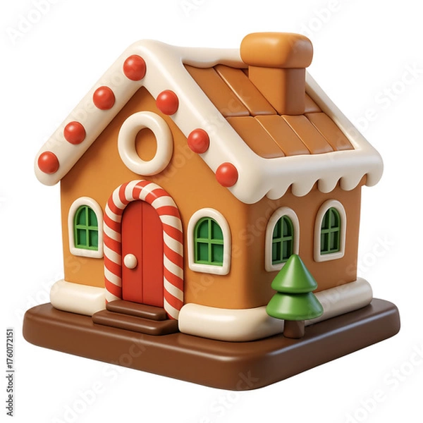 Obraz Gingerbread House With Candy Cane