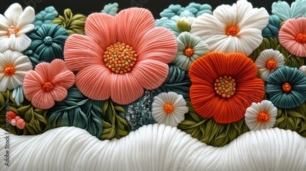 Obraz Embroidered floral border pattern