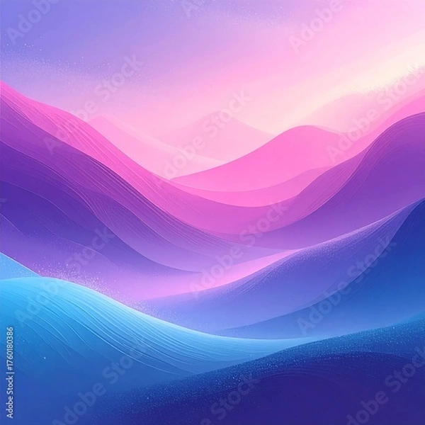 Obraz Stylized landscape of layered rolling hills in shades of pink and blue